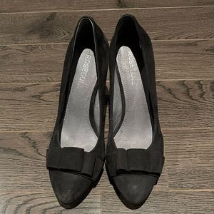 Black suede high heels